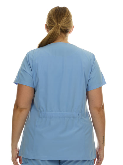 Heal Wear  | Plus Size Women Scrub Top V-Neck Elastic Waist Workwear for Nurses Uniform,4-Way Stretch