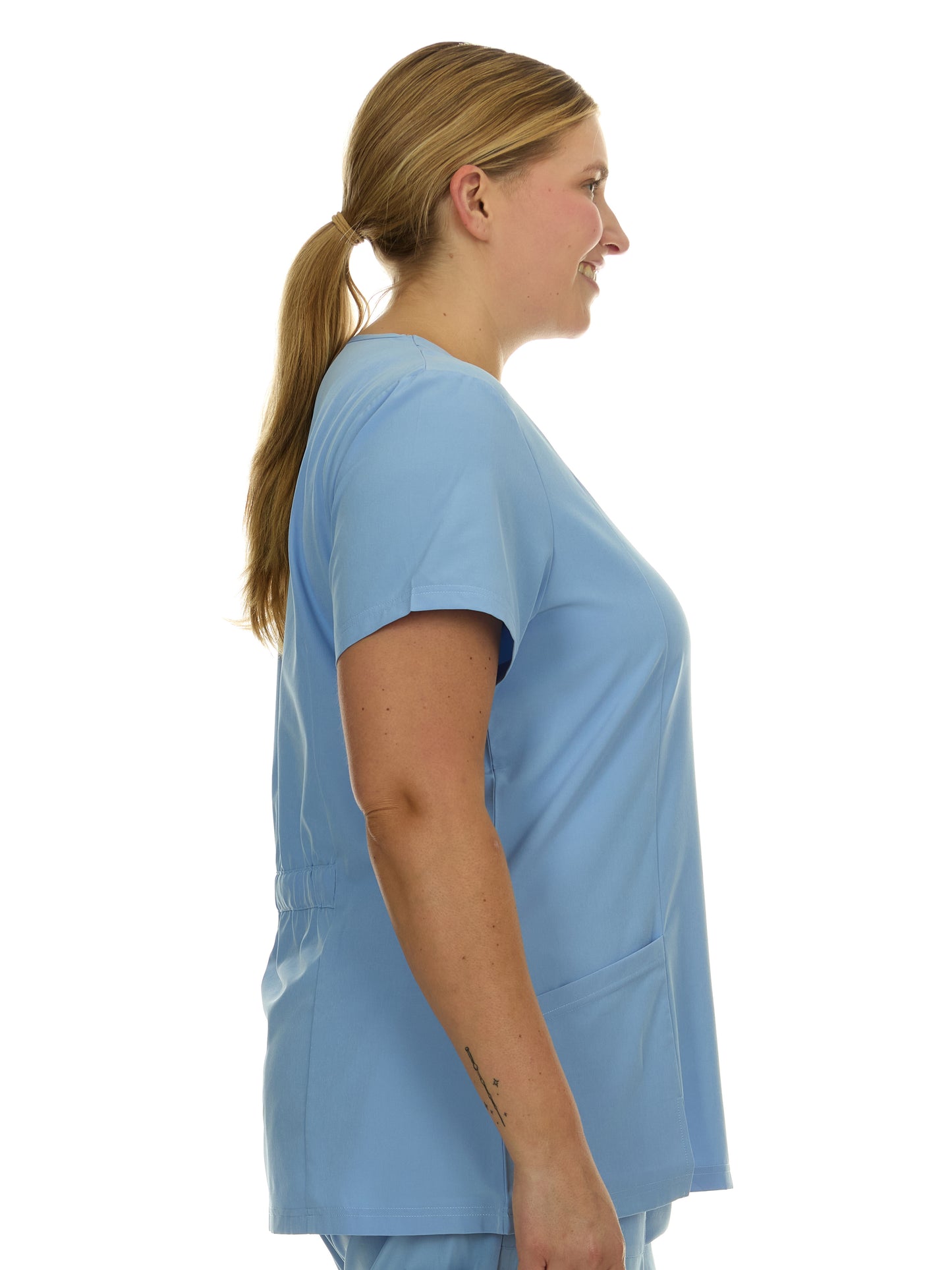 Heal Wear  | Plus Size Women Scrub Top V-Neck Elastic Waist Workwear for Nurses Uniform,4-Way Stretch