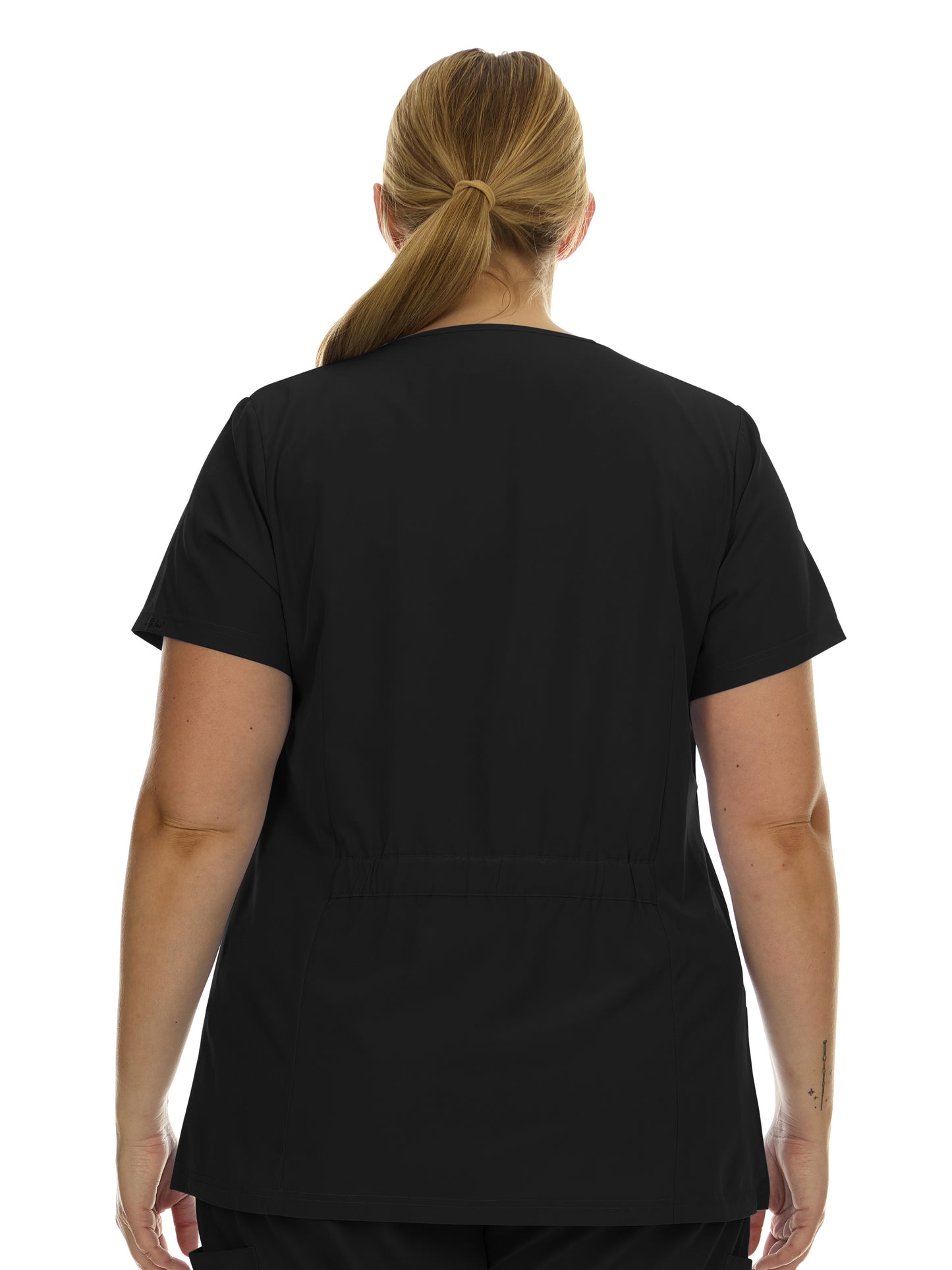 Heal Wear  | Plus Size Women Scrub Top V-Neck Elastic Waist Workwear for Nurses Uniform,4-Way Stretch