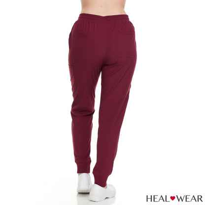 HEAL+WEAR Women's Jogger Scrub Pants - Stretch Waistband Medical Uniform Bottoms with 6 Handy Pockets for Nursing, Spa & Clinical Workwear