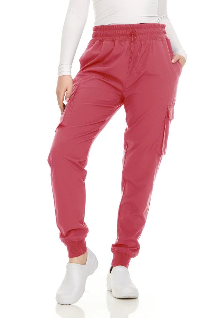 HEAL+WEAR Women’s Cargo Scrub Jogger Pants – 4-Way Stretch, Elastic Waist, Multiple Utility Pockets, Wrinkle-Resistant