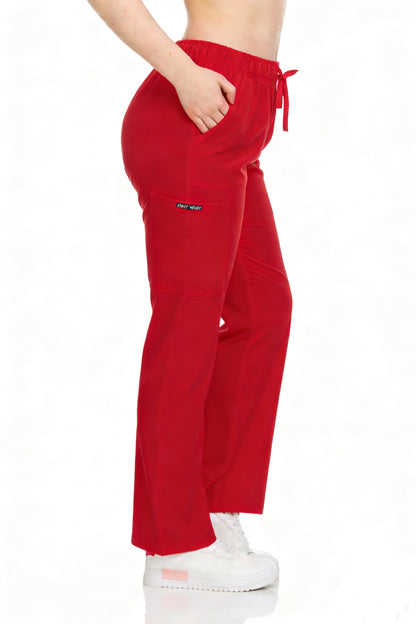 Heal+Wear Women's Straight-Leg Scrub Pants – 4 Pockets, Elastic Drawstring Waist, 4-Way Stretch, Wrinkle-Resistant Uniform Bottoms