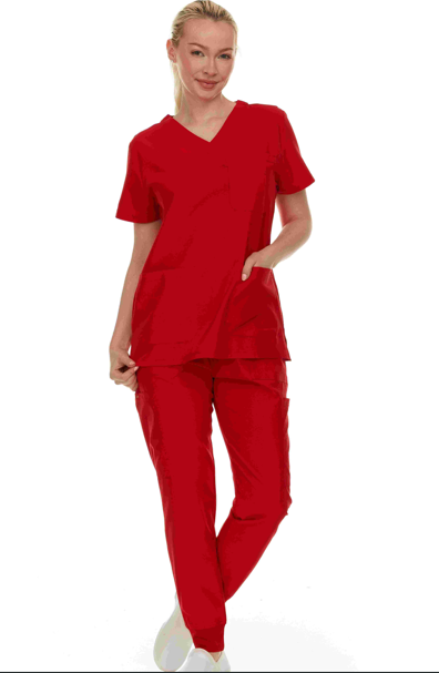 HEAL+WEAR Women’s Scrub Set – Stretch V-Neck Top & Jogger Pants with Pockets – Lightweight, 4-Way Stretch,Wrinkle-Resistant, Breathable Fabric – Available in Multiple Colors – Ideal for Nurses & Healthcare Professionals