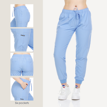 HEAL+WEAR Women's Scrub Pants – High Stretch, Breathable Fabric, Drawstring Waist, Multi-Pocket,4-Way Stretch,Spa Nurse Clinical Workwear