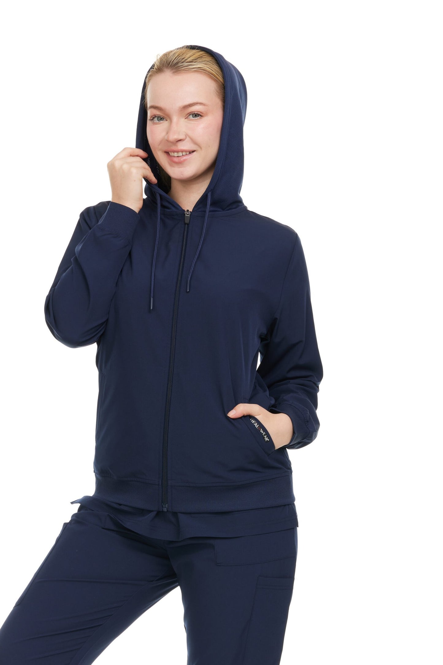 HEAL+WEAR Women's Zip-Up Hoodie Scrub Jacket – Lightweight Hooded Medical Workwear for Nurse,4-Way Stretch,Clinical, Jacket with Hood